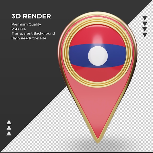 Broche d'emplacement 3d drapeau Laos rendu vue de face