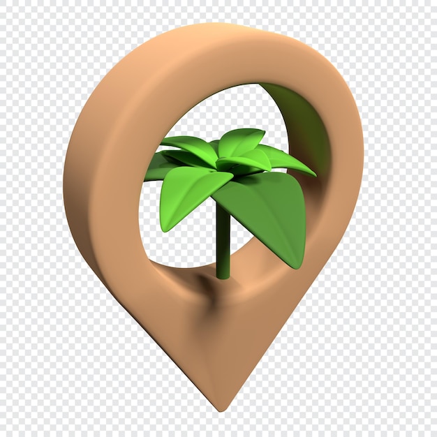 PSD broche de localisation verte avec plante à l'intérieur de l'icône concept d'énergie écologique rendu 3d de l'icône de broche de localisation