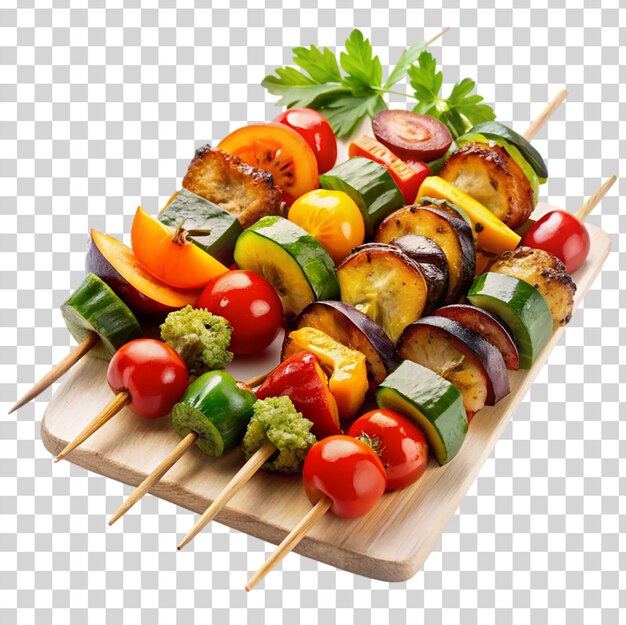 PSD des brochettes de légumes grillées sur un fond transparent