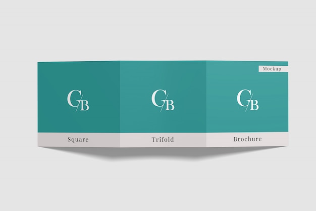 Brochura com três dobras quadradas mockup top view