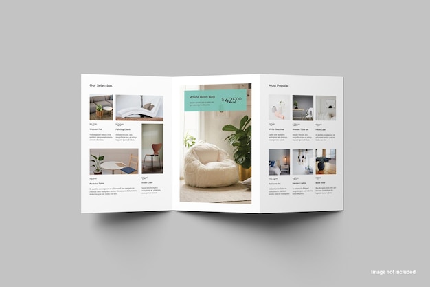 Brochure a tre ante A5 Mockup vista dall'alto