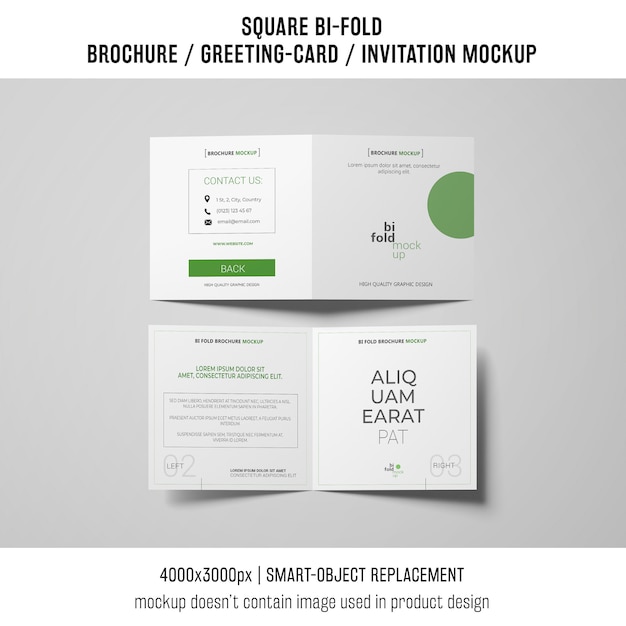 brochure bi-pli carrée ou carte de voeux maquette de deux