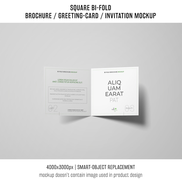 Brochure bi-pli carrée ou maquette de carte de voeux