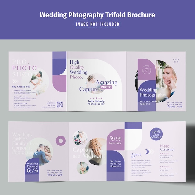 PSD une brochure de photographie de mariage.