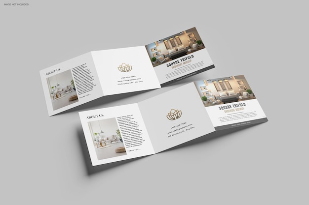 Brochure quadrata a tre ante Mockup