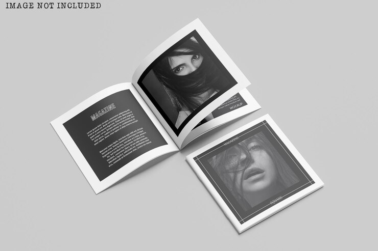 Brochure quadrata e mockup del catalogo