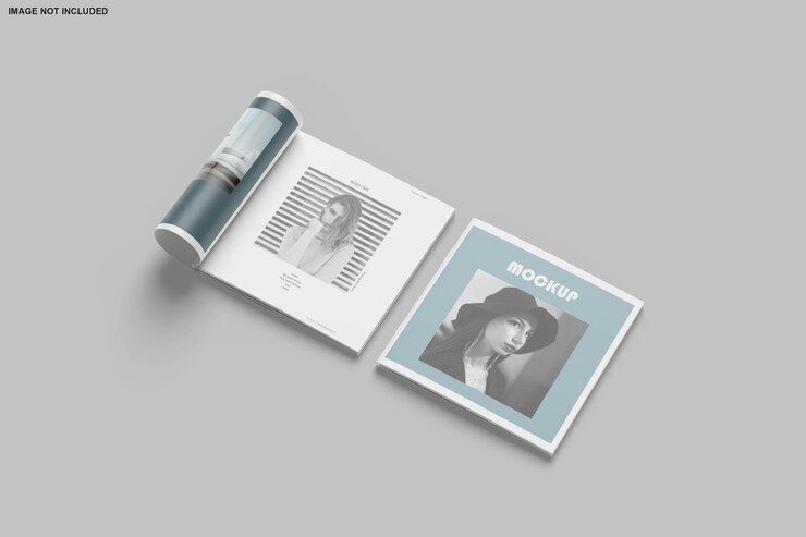 Brochure quadrata e mockup di catalogo isolato