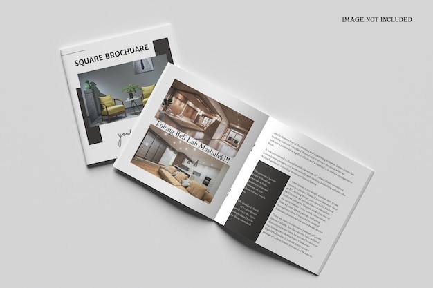 Brochure quadrato e copertina del catalogo Mockup