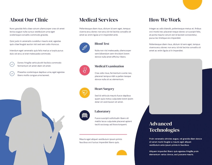PSD brochure sur les services médicaux tri fold us lettre b