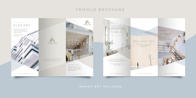 PSD brochure à trois volets immobilier blanc pur