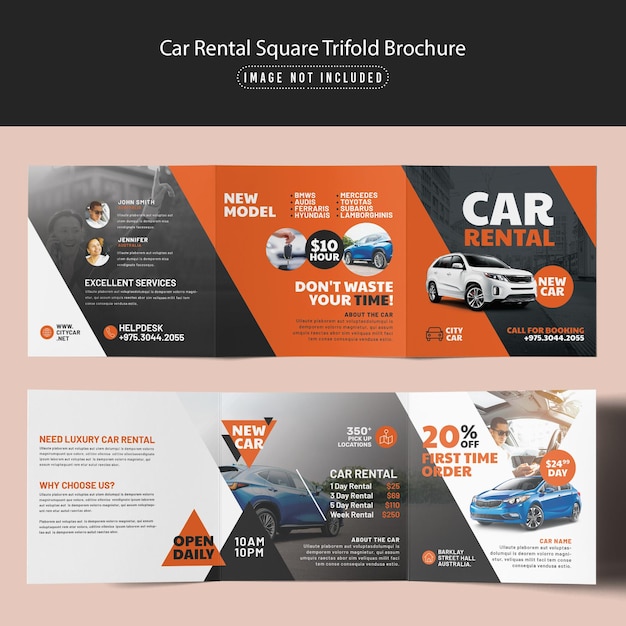 PSD brochure à trois volets square de location de voitures