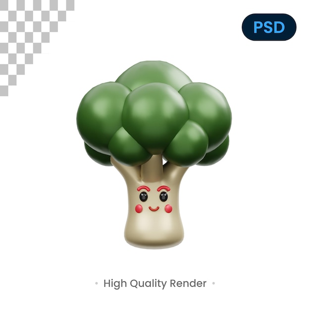 Brócoli 3D Render Ilustración Premium Psd