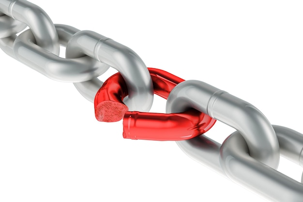 Broken Chain 3D-Rendering isoliert auf transparentem Hintergrund