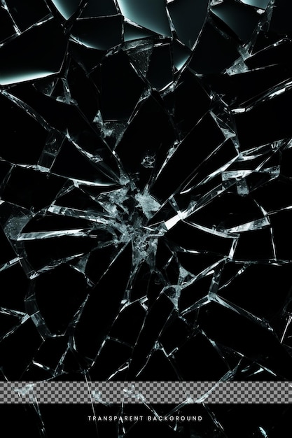 Broken glass-textur auf durchsichtigem hintergrund