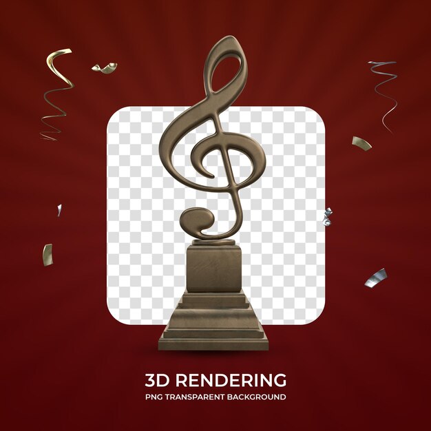 Bronze awarding trophy 3d renderizando fundo transparente isolado