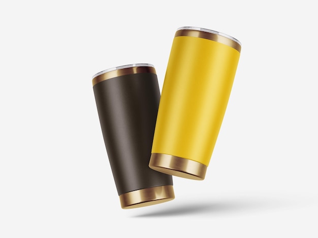 Bronze-Metall-Tumbler-Mockup, isoliert auf weißem Hintergrund