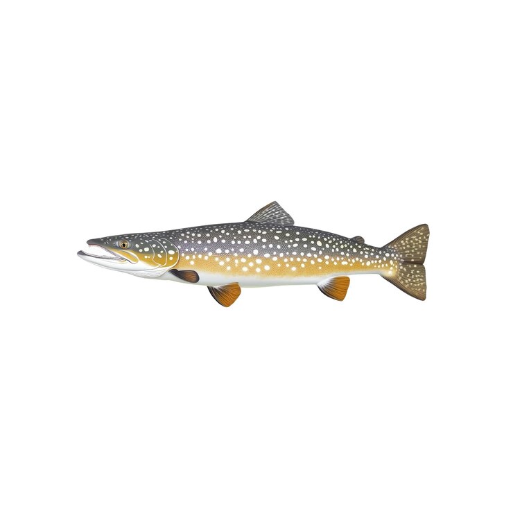 PSD brook trout fish isolated on white background