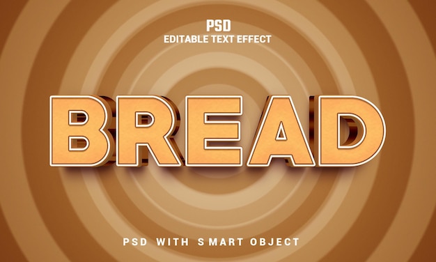 PSD brot 3d editierbarer texteffekt mit hintergrund premium psd