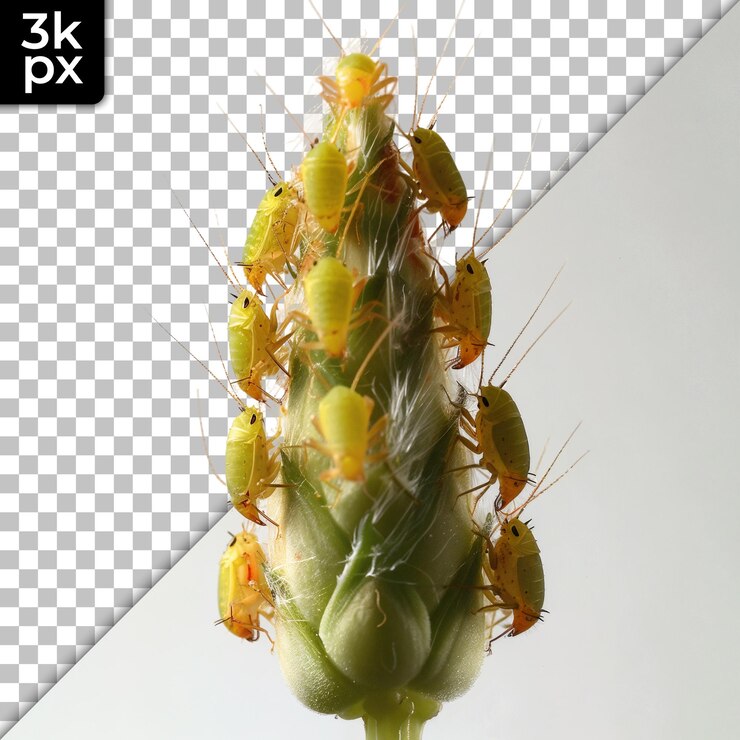 PSD un brote de flor con insectos en un fondo transparente