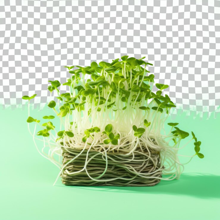 PSD brotes verdes frescos en una canasta de mimbre ingrediente perfecto para un plato saludable