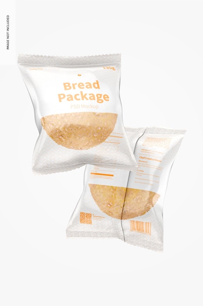 Brotpakete Mockup, schwimmend