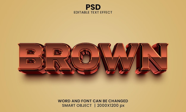 brown 3d editable text effect premium psd with background