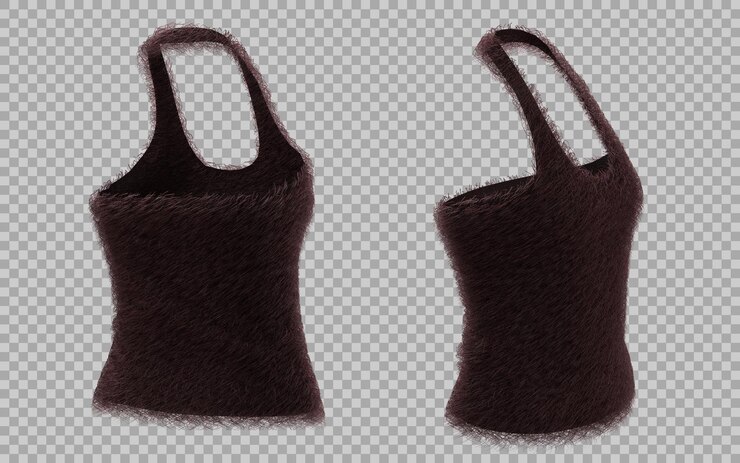 PSD brown fuzzy halter tank top maqueta 3d de fondo transparente que se muestra en la imagen de abajo