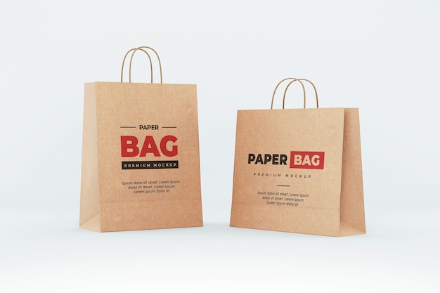 Brown paper bag mockup shopping realistisch