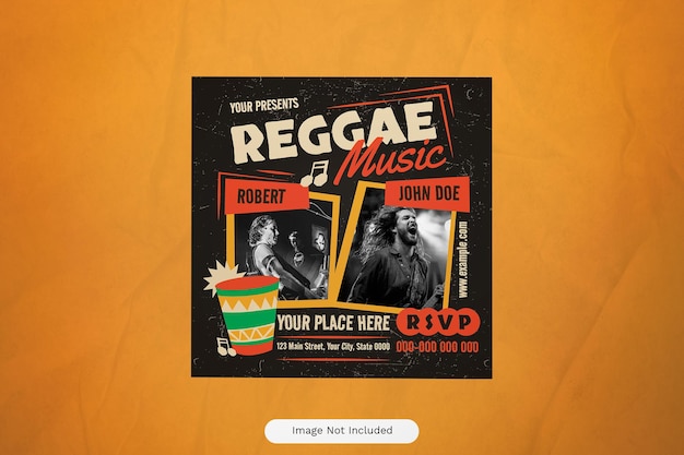 PSD brown reggae music instagram-beitrag