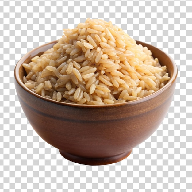 PSD brown rice on bow isolated on transparent background