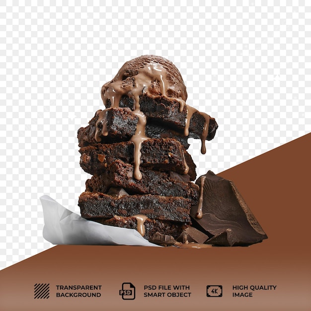 Brownie al cioccolato PSD isolato su sfondo trasparente