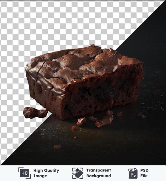 Un Brownie Au Chocolat Gluant Transparent Sur Un Fond Noir