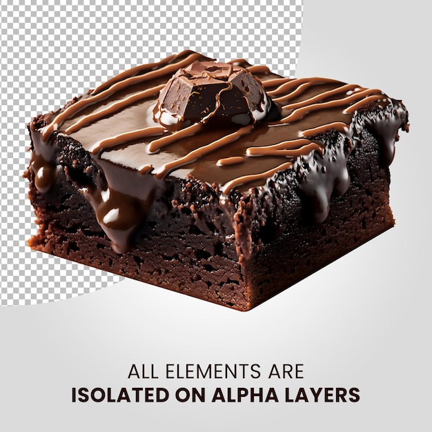 PSD brownie de chocolate isolado em camadas alfa png