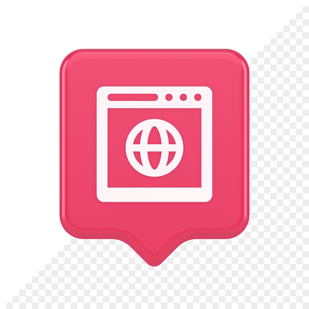 Browser-Website-Internetsuche Online-Verbindungsschaltfläche Webseiteninformationen 3D-Sprechblasensymbol