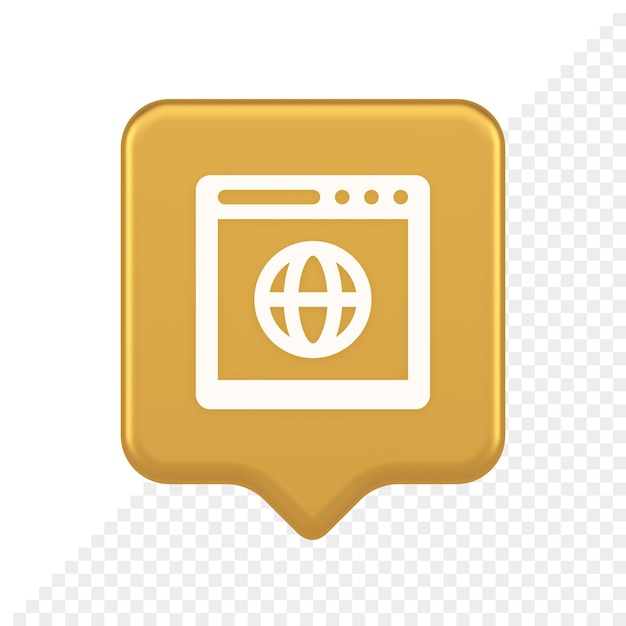 Browser-Website-Internetsuche Online-Verbindungsschaltfläche Webseiteninformationen 3D-Sprechblasensymbol