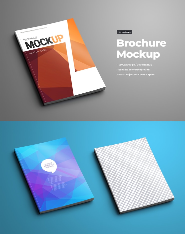 PSD bruchure mockups (kataloge oder broschüren). die vorlage ist universell für die formate a4 und a5