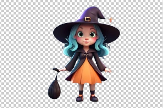 Una bruja linda al estilo de los dibujos animados 3d