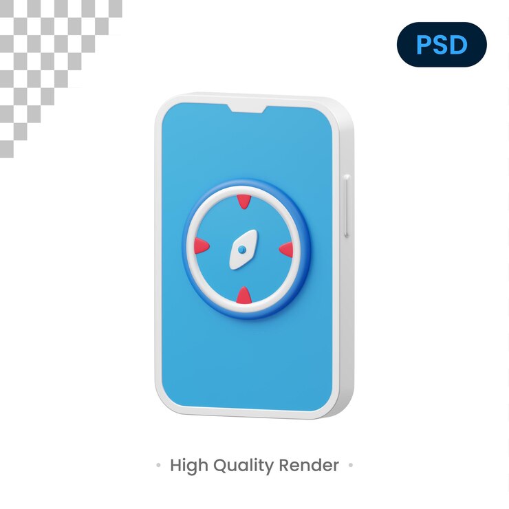 PSD brújula aplicación icono 3d premium psd