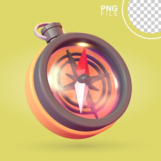 Brújula de aventura Icono 3D Ilustración de una guía para viajeros