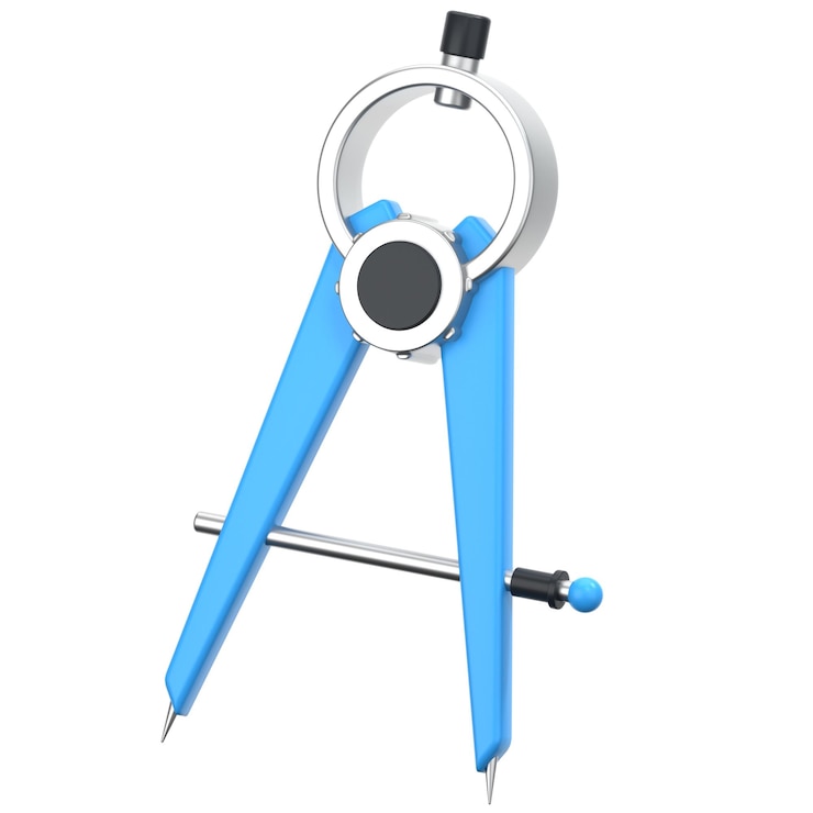 PSD brújula de dibujo azul 3d icon ilustración de estilo low poly