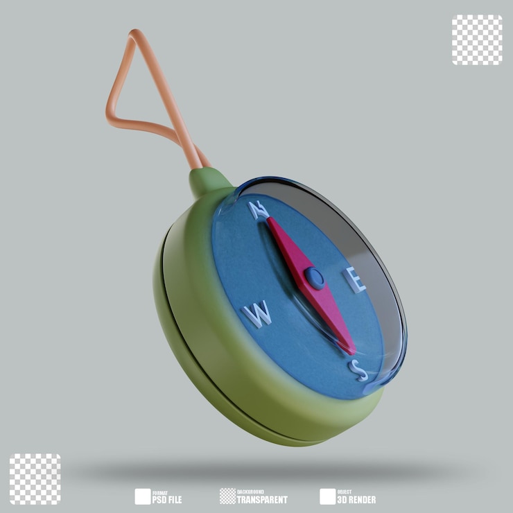 PSD brújula de ilustración 3d 3