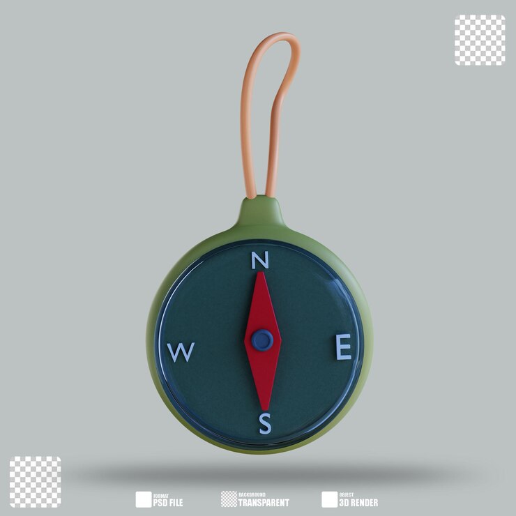 PSD brújula de ilustración en 3d