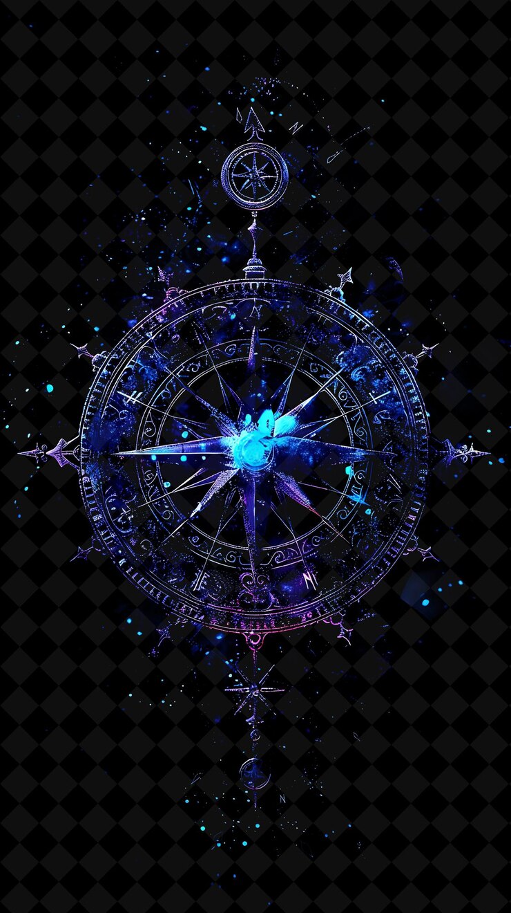 PSD la brújula de polvo de iolita con brillo violeta azul la brújula del polvo de brillo pa el color de neón mágico en fondo oscuro