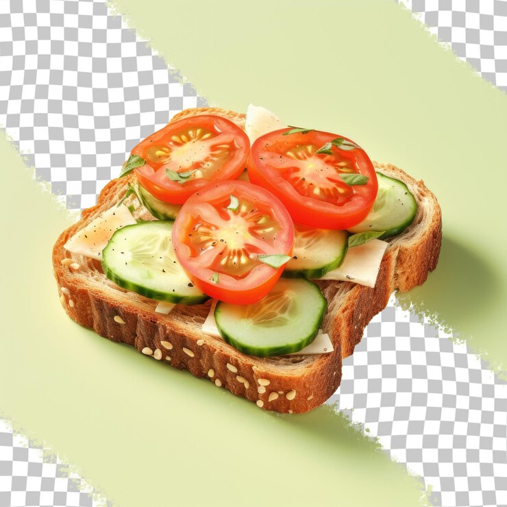 PSD bruschetta con aderezos variados sobre un fondo transparente