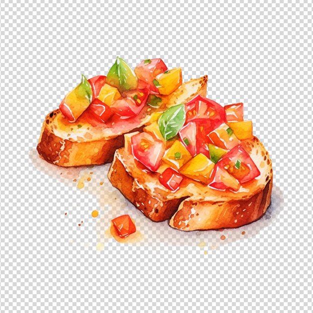 PSD bruschetta aislada sobre un fondo blanco