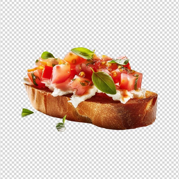 PSD bruschetta aislada sobre un fondo blanco