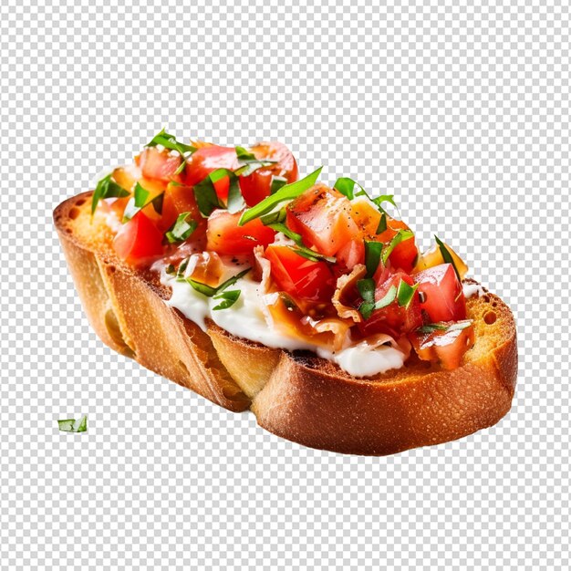 PSD bruschetta aislada sobre un fondo blanco