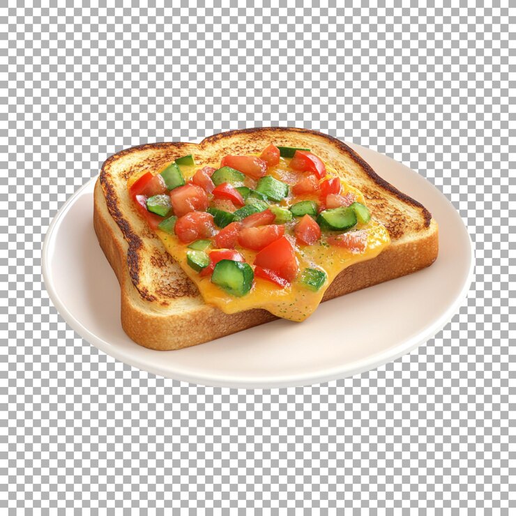 PSD bruschetta de png con tomates y hierbas en un plato sobre un fondo transparente