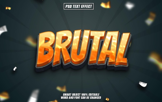 brutal text effect font editable typography 3d text