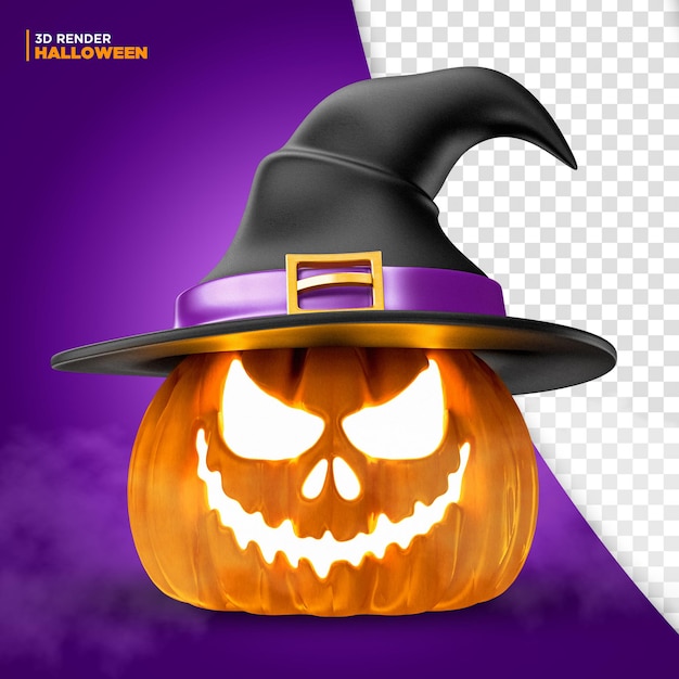 Bruxa de abóbora de Halloween renderização em 3D para composição